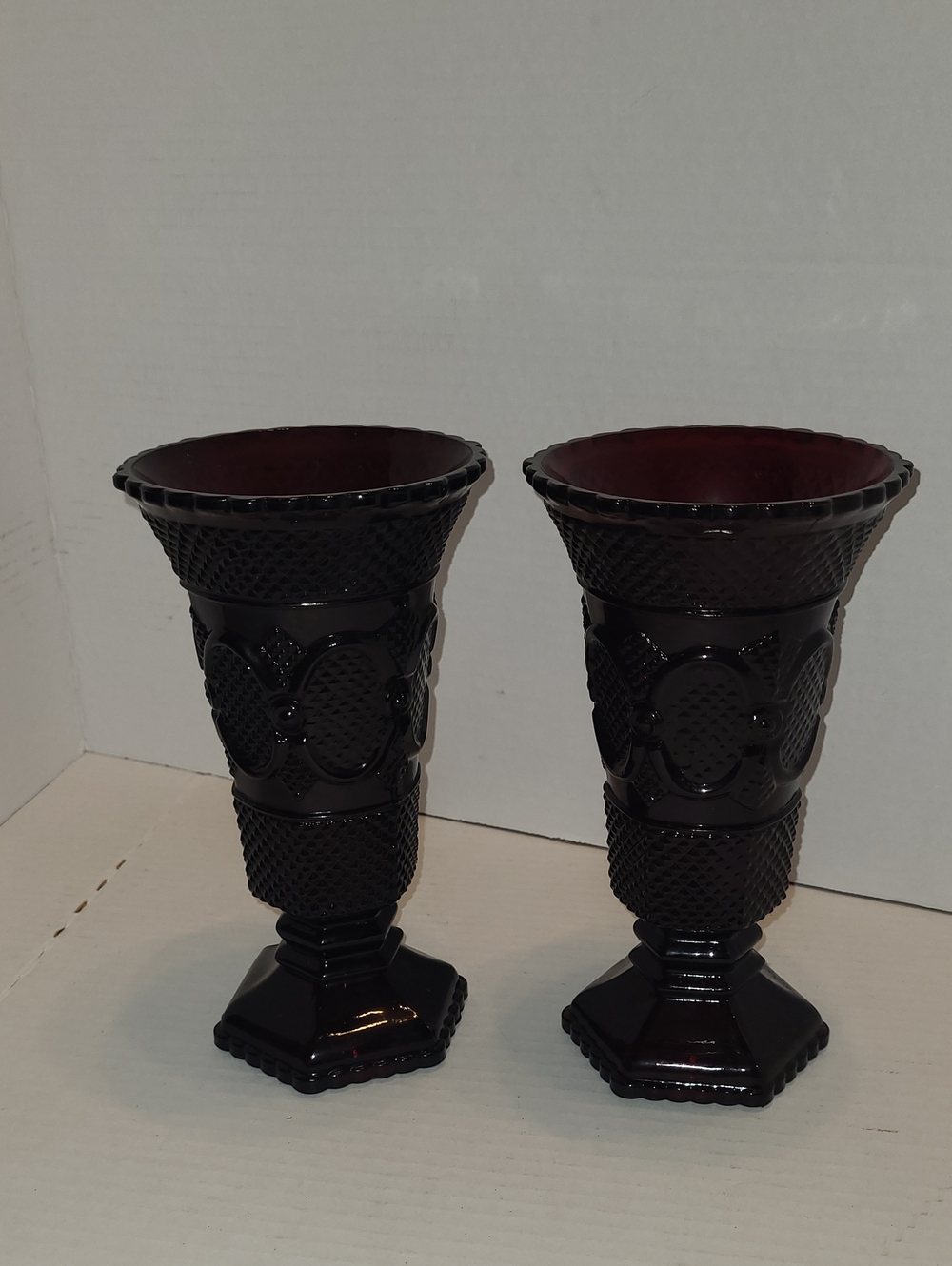 Cape Cod Ruby Red Glass Flower Vase Avon Vintage